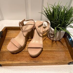 Elegant Blush Wedge Sandals